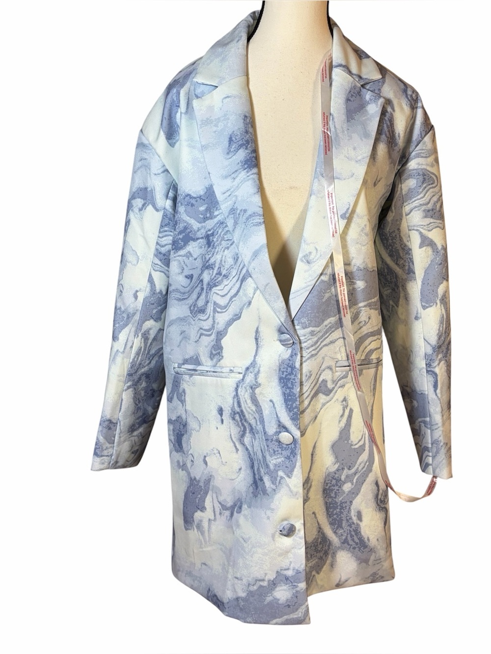 Missguided Blue Marble Blazer Mini Dress Oversized Women’s Size 0 NWT Office